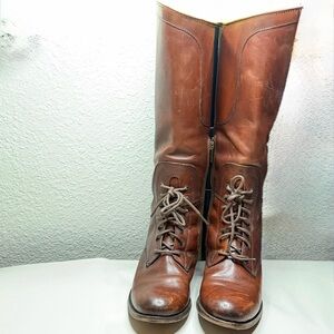 Frye Brown Leather Lace-Up Boots 👢